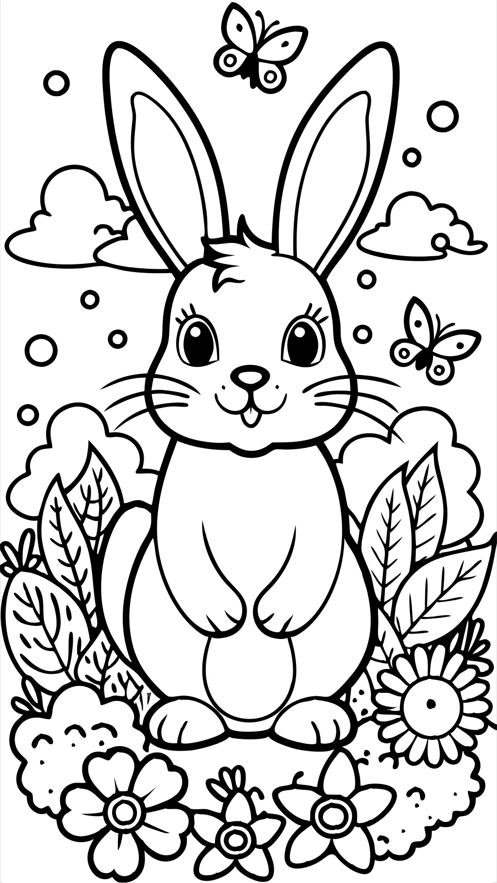 coloring page of a bunny